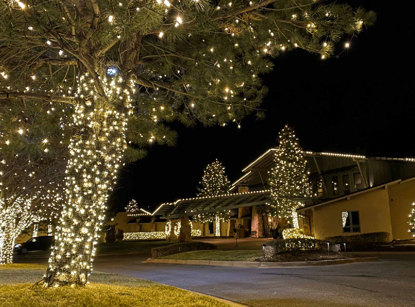 Residential home with holiday lighting
